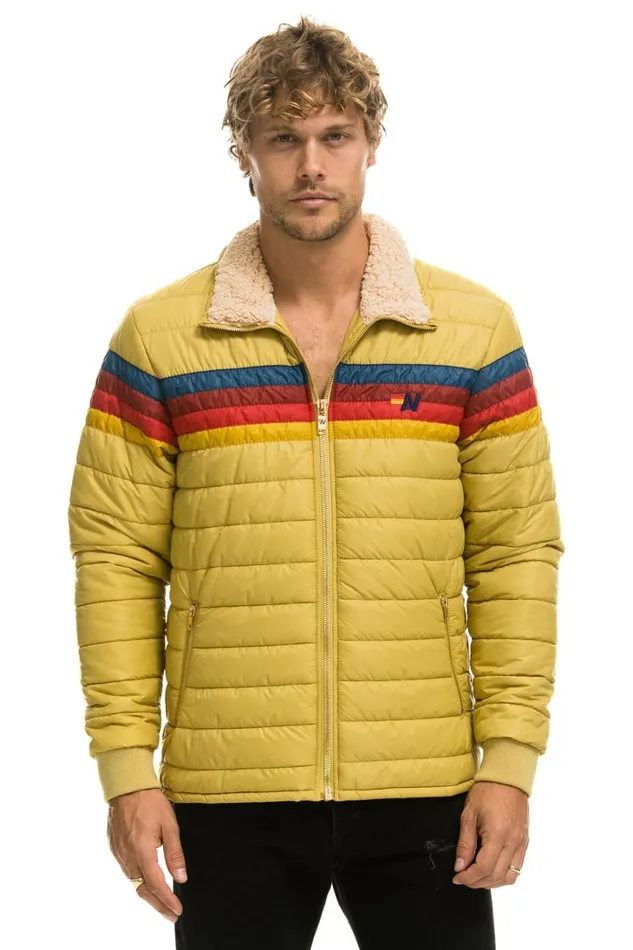 WomenMen Outerwear Aviator Nation 4 STRIPE RAINBOW SLEEVE JACKET 8211 KHAKI