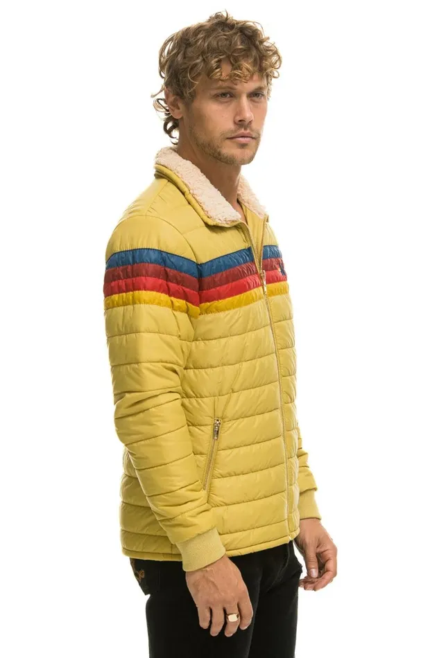 WomenMen Outerwear Aviator Nation 4 STRIPE RAINBOW SLEEVE JACKET 8211 KHAKI