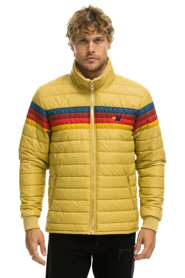 WomenMen Outerwear Aviator Nation 4 STRIPE RAINBOW SLEEVE JACKET 8211 KHAKI