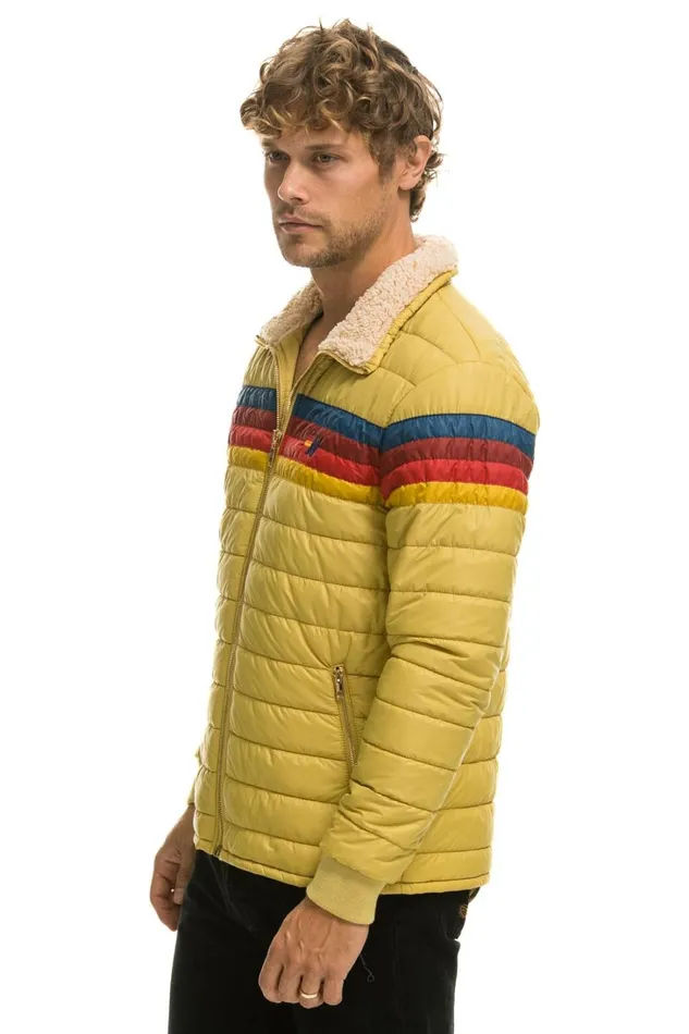 WomenMen Outerwear Aviator Nation 4 STRIPE RAINBOW SLEEVE JACKET 8211 KHAKI