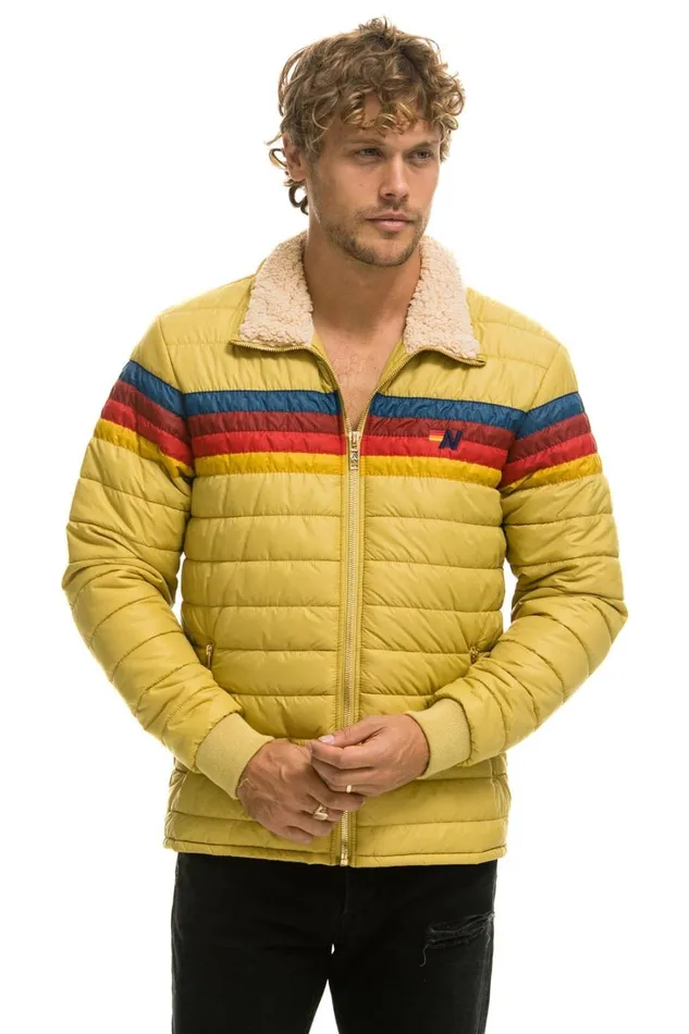 WomenMen Outerwear Aviator Nation 4 STRIPE RAINBOW SLEEVE JACKET 8211 KHAKI