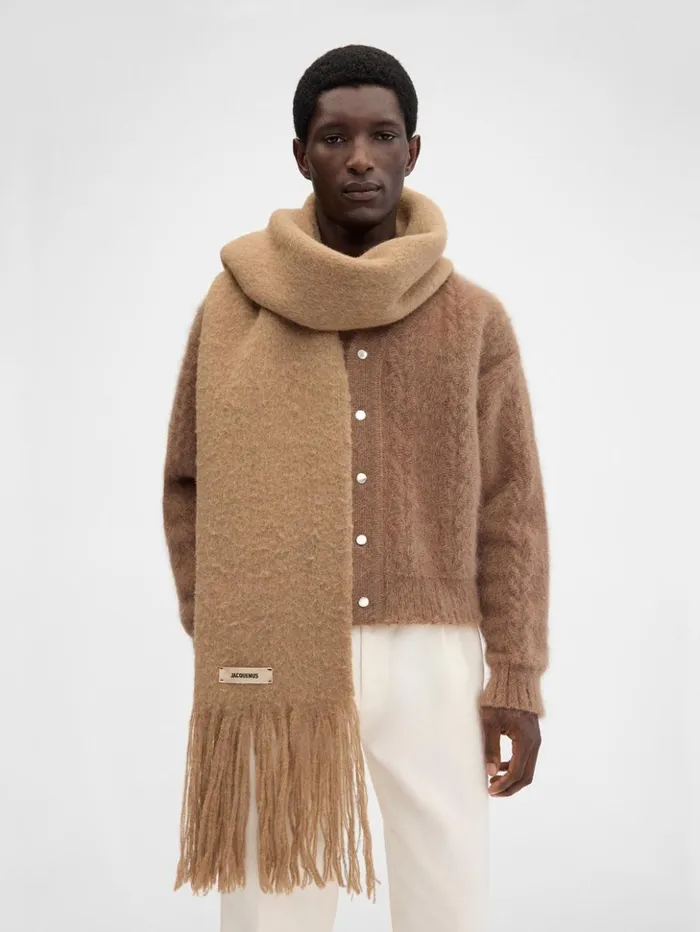 WomenMen Scarves Beanies and Gloves JACQUEMUS The Nuvola Scarf Camel WomenMen Scarves Beanies and Gloves JACQUEMUS The Nuvola Scarf Camel