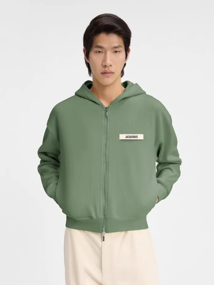 WomenMen Sweatshirts and Joggings JACQUEMUS The Gros Grain Zipped Hoodie Light Green