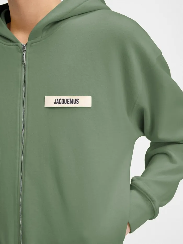 WomenMen Sweatshirts and Joggings JACQUEMUS The Gros Grain Zipped Hoodie Light Green WomenMen Sweatshirts and Joggings JACQUEMUS The Gros Grain Zipped Hoodie Light Green