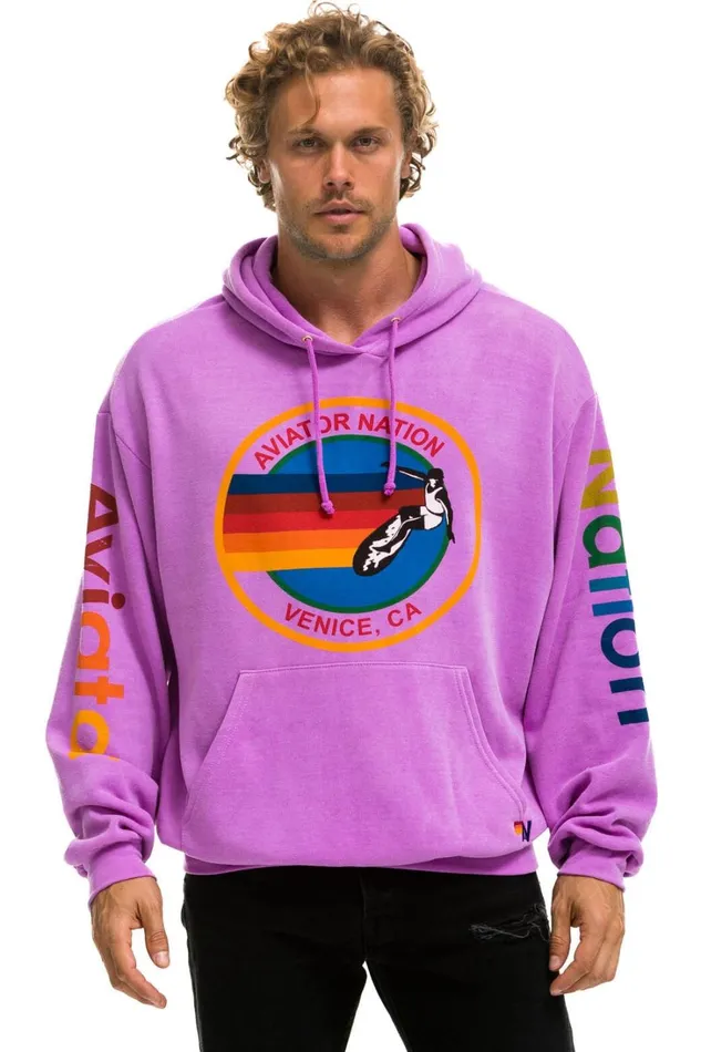 WomenMen Tops Aviator Nation AVIATOR NATION RELAXED PULLOVER HOODIE 8211 NEON PURPLE WomenMen Tops Aviator Nation AVIATOR NATION RELAXED PULLOVER HOODIE 8211 NEON PURPLE