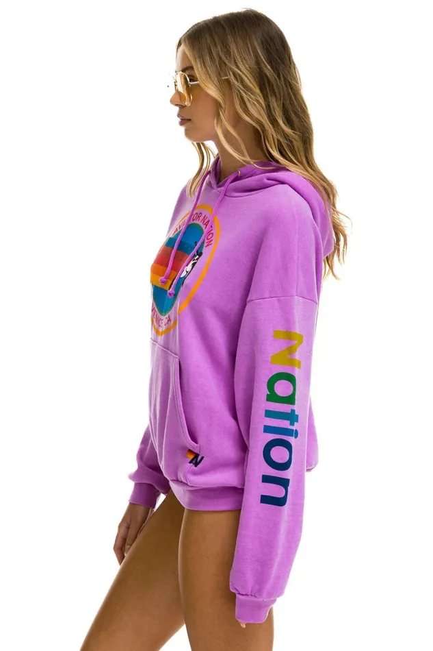 WomenMen Tops Aviator Nation AVIATOR NATION RELAXED PULLOVER HOODIE 8211 NEON PURPLE WomenMen Tops Aviator Nation AVIATOR NATION RELAXED PULLOVER HOODIE 8211 NEON PURPLE