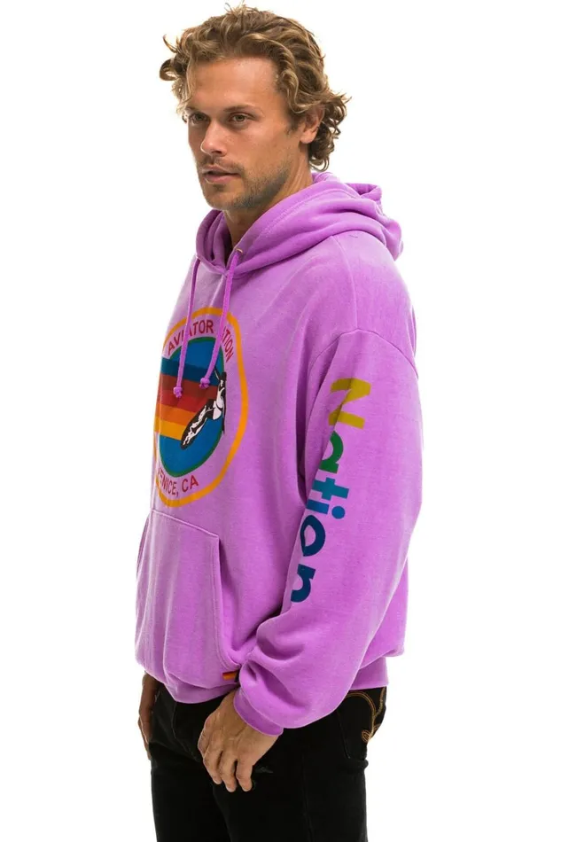 WomenMen Tops Aviator Nation AVIATOR NATION RELAXED PULLOVER HOODIE 8211 NEON PURPLE WomenMen Tops Aviator Nation AVIATOR NATION RELAXED PULLOVER HOODIE 8211 NEON PURPLE