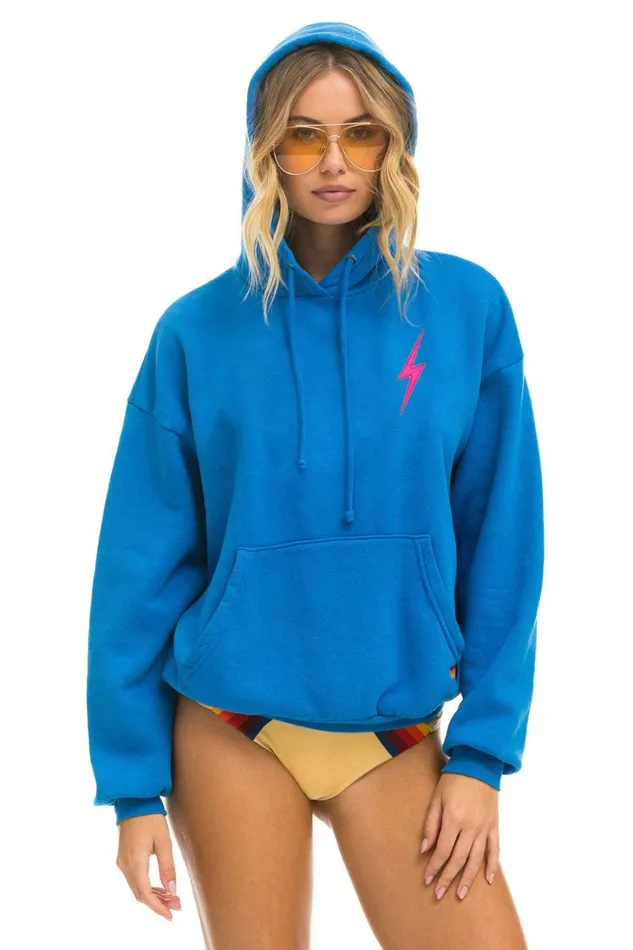 WomenMen Tops Aviator Nation BOLT STITCH PULLOVER HOODIE RELAXED 8211 OCEAN NEON PINK