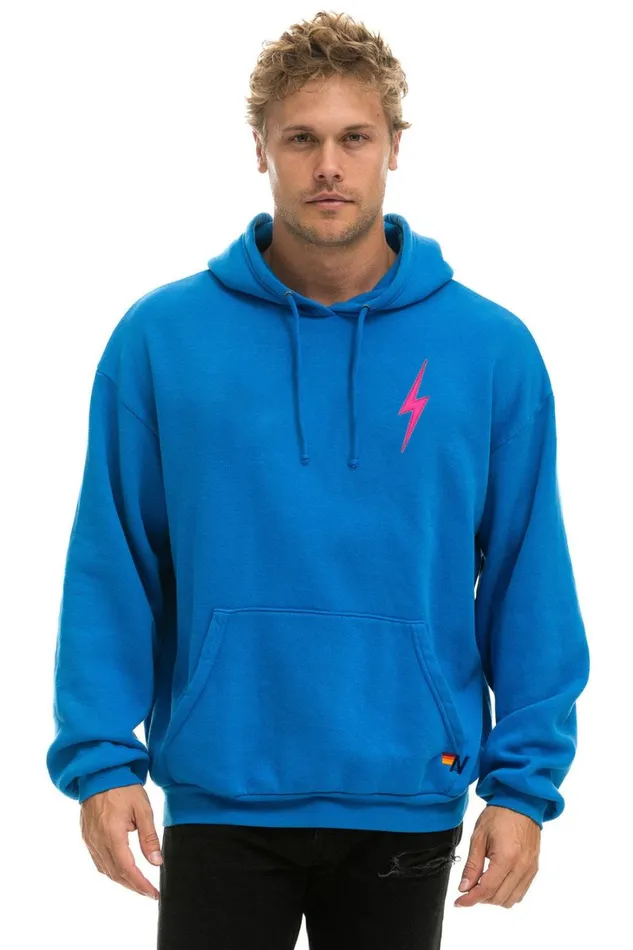 WomenMen Tops Aviator Nation BOLT STITCH PULLOVER HOODIE RELAXED 8211 OCEAN NEON PINK