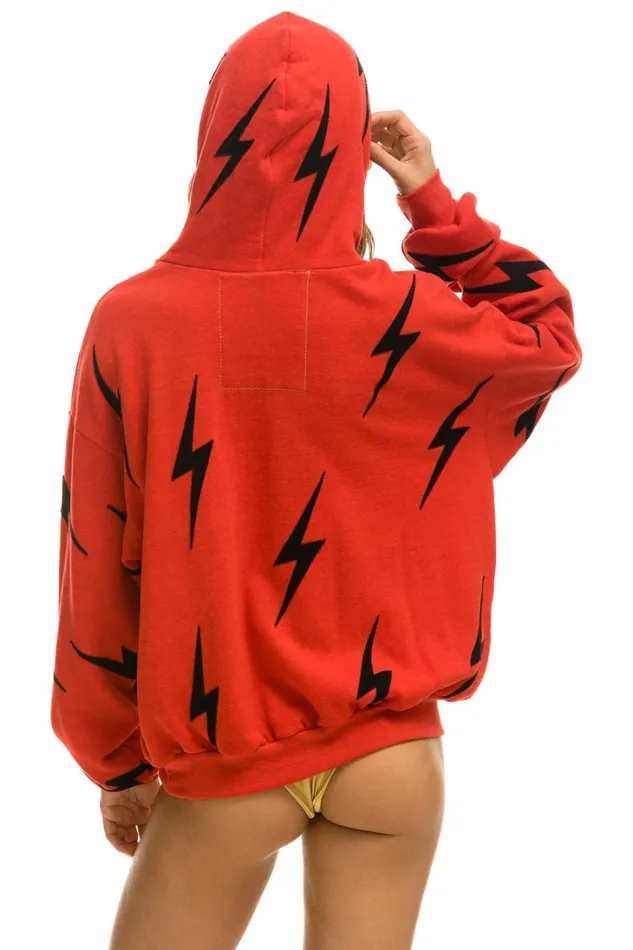 WomenMen Tops Aviator Nation BOLT STITCH REPEAT RELAXED PULLOVER HOODIE WITH POCKET ZIPPERS 8211 RED BLACK WomenMen Tops Aviator Nation BOLT STITCH REPEAT RELAXED PULLOVER HOODIE WITH POCKET ZIPPERS 8211 RED BLACK