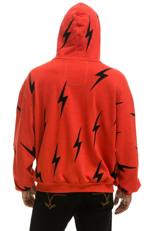 WomenMen Tops Aviator Nation BOLT STITCH REPEAT RELAXED PULLOVER HOODIE WITH POCKET ZIPPERS 8211 RED BLACK WomenMen Tops Aviator Nation BOLT STITCH REPEAT RELAXED PULLOVER HOODIE WITH POCKET ZIPPERS 8211 RED BLACK