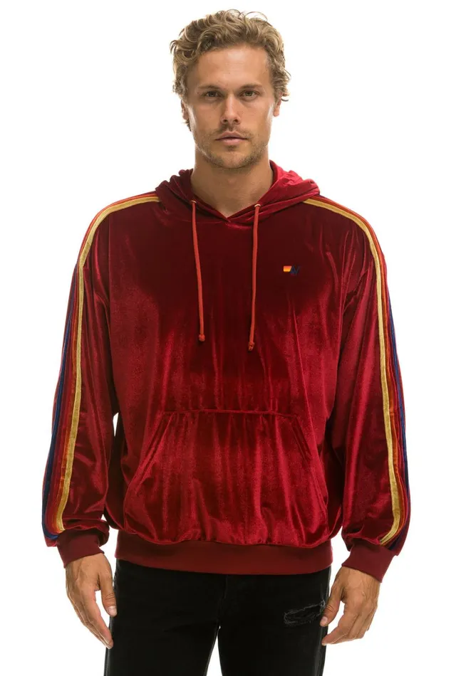 WomenMen Tops Aviator Nation CLASSIC VELVET RELAXED PULLOVER HOODIE 8211 RED WomenMen Tops Aviator Nation CLASSIC VELVET RELAXED PULLOVER HOODIE 8211 RED