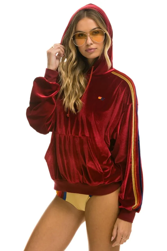 WomenMen Tops Aviator Nation CLASSIC VELVET RELAXED PULLOVER HOODIE 8211 RED WomenMen Tops Aviator Nation CLASSIC VELVET RELAXED PULLOVER HOODIE 8211 RED