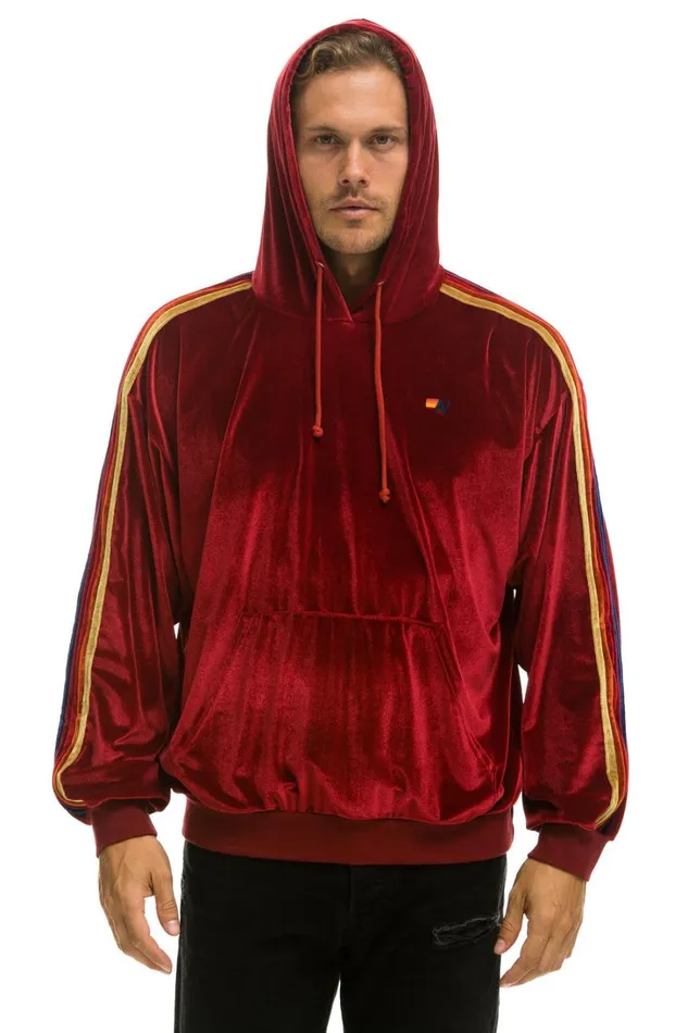 WomenMen Tops Aviator Nation CLASSIC VELVET RELAXED PULLOVER HOODIE 8211 RED WomenMen Tops Aviator Nation CLASSIC VELVET RELAXED PULLOVER HOODIE 8211 RED