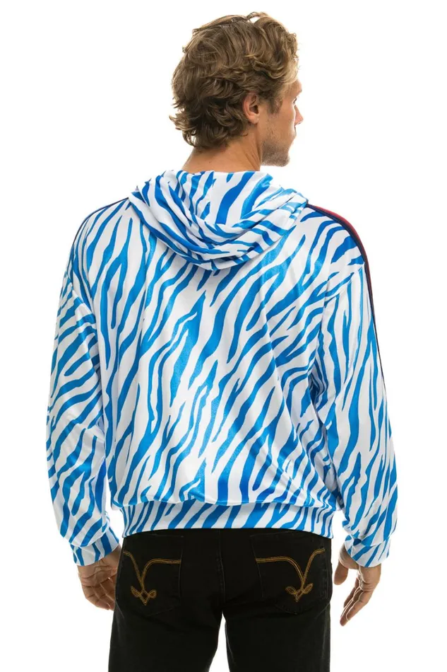 WomenMen Tops Aviator Nation CLASSIC VELVET RELAXED ZIP HOODIE 8211 BLUE TIGER WomenMen Tops Aviator Nation CLASSIC VELVET RELAXED ZIP HOODIE 8211 BLUE TIGER