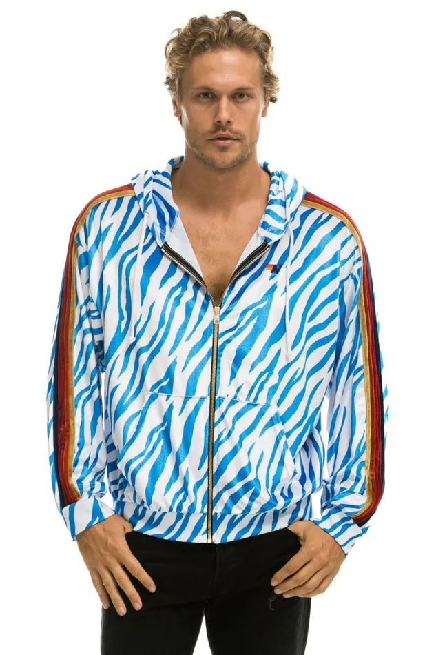 WomenMen Tops Aviator Nation CLASSIC VELVET RELAXED ZIP HOODIE 8211 BLUE TIGER WomenMen Tops Aviator Nation CLASSIC VELVET RELAXED ZIP HOODIE 8211 BLUE TIGER