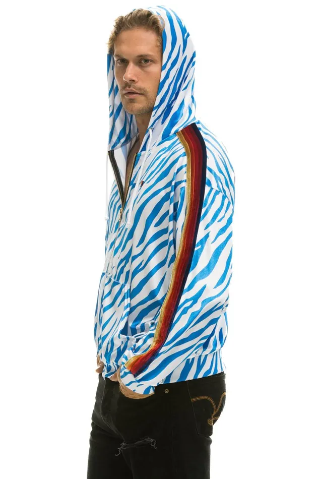 WomenMen Tops Aviator Nation CLASSIC VELVET RELAXED ZIP HOODIE 8211 BLUE TIGER WomenMen Tops Aviator Nation CLASSIC VELVET RELAXED ZIP HOODIE 8211 BLUE TIGER