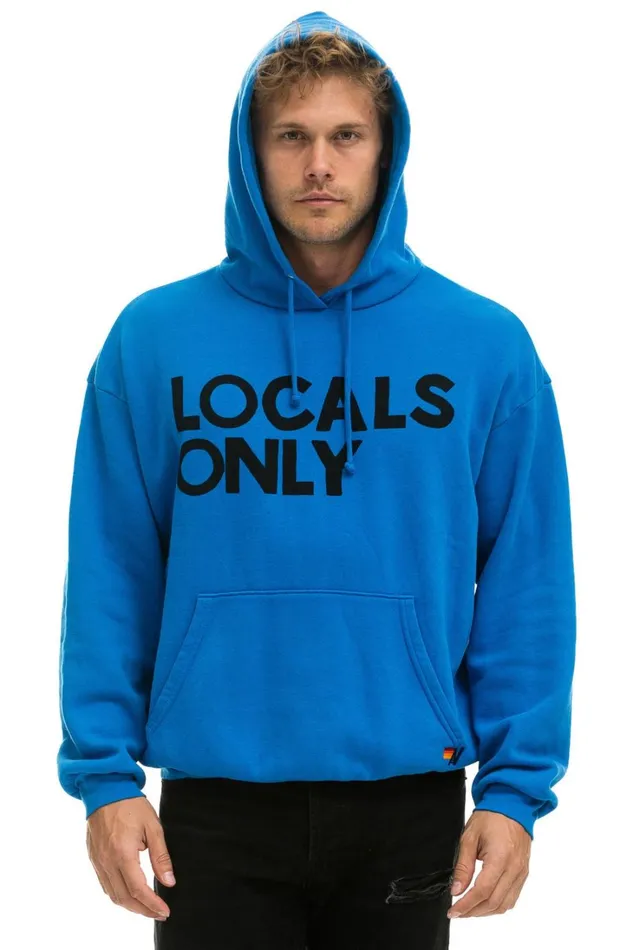 WomenMen Tops Aviator Nation LOCALS ONLY RELAXED PULLOVER HOODIE 8211 OCEAN