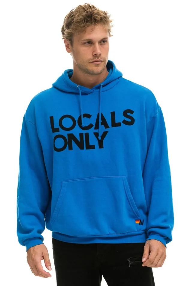WomenMen Tops Aviator Nation LOCALS ONLY RELAXED PULLOVER HOODIE 8211 OCEAN
