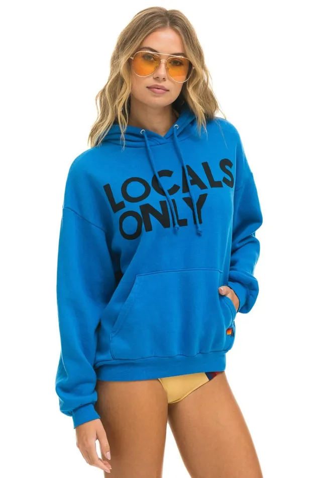 WomenMen Tops Aviator Nation LOCALS ONLY RELAXED PULLOVER HOODIE 8211 OCEAN