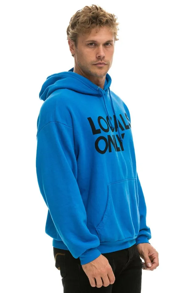 WomenMen Tops Aviator Nation LOCALS ONLY RELAXED PULLOVER HOODIE 8211 OCEAN
