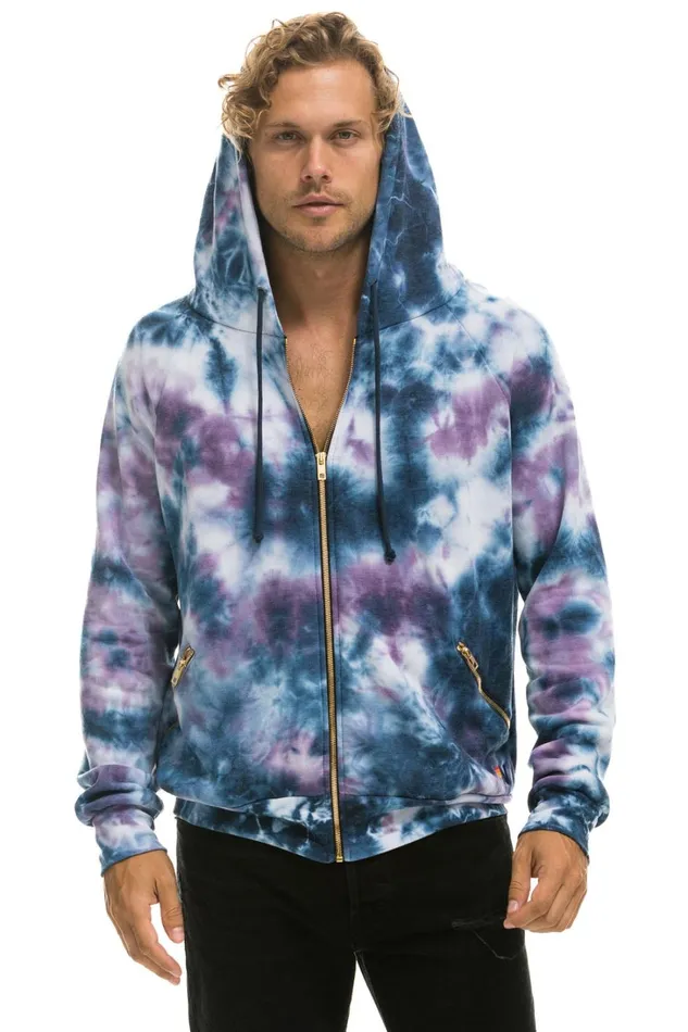WomenMen Tops Aviator Nation RELAXED HAND DYED ZIP HOODIE 8211 TIE DYE BLUE PURPLE WomenMen Tops Aviator Nation RELAXED HAND DYED ZIP HOODIE 8211 TIE DYE BLUE PURPLE