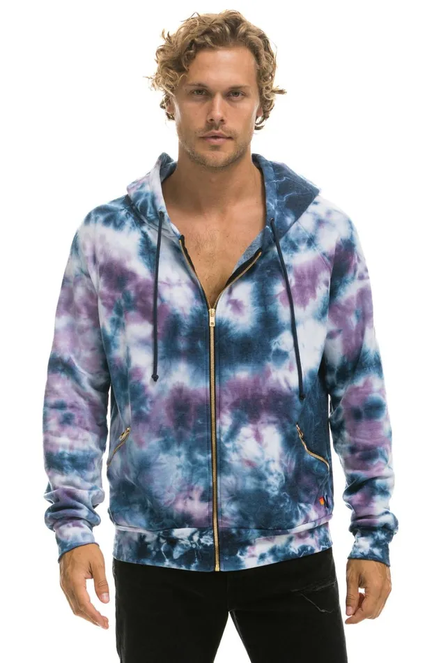WomenMen Tops Aviator Nation RELAXED HAND DYED ZIP HOODIE 8211 TIE DYE BLUE PURPLE WomenMen Tops Aviator Nation RELAXED HAND DYED ZIP HOODIE 8211 TIE DYE BLUE PURPLE