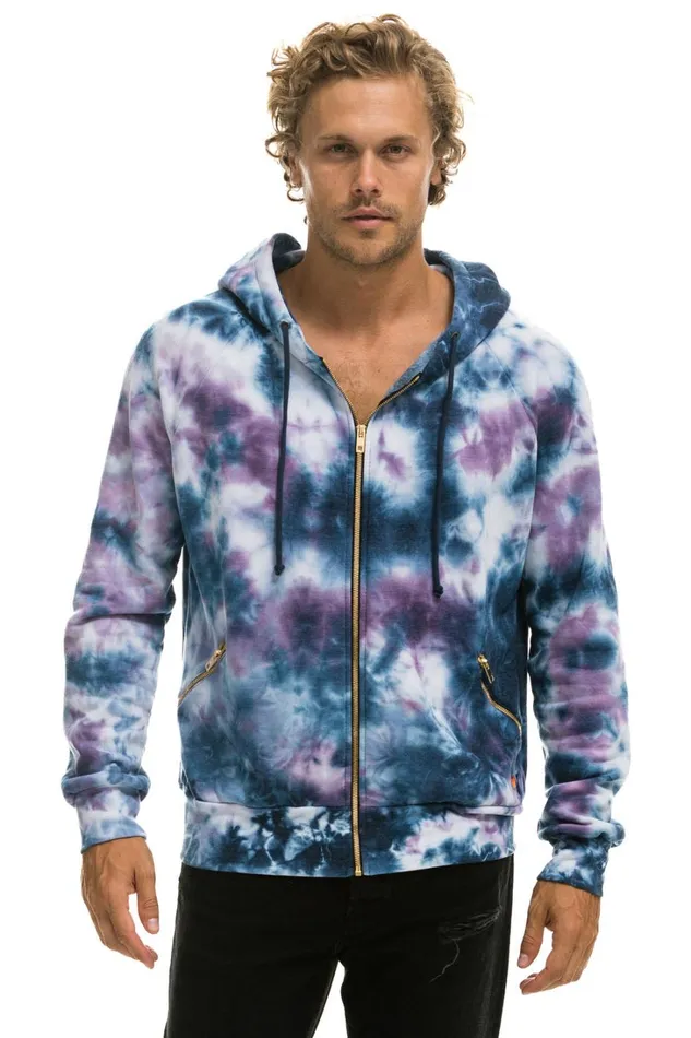 WomenMen Tops Aviator Nation RELAXED HAND DYED ZIP HOODIE 8211 TIE DYE BLUE PURPLE WomenMen Tops Aviator Nation RELAXED HAND DYED ZIP HOODIE 8211 TIE DYE BLUE PURPLE