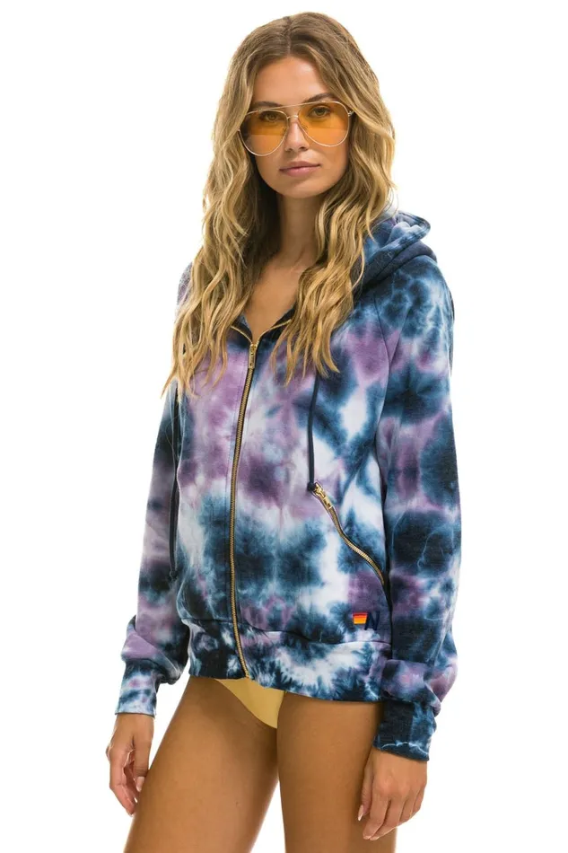 WomenMen Tops Aviator Nation RELAXED HAND DYED ZIP HOODIE 8211 TIE DYE BLUE PURPLE WomenMen Tops Aviator Nation RELAXED HAND DYED ZIP HOODIE 8211 TIE DYE BLUE PURPLE