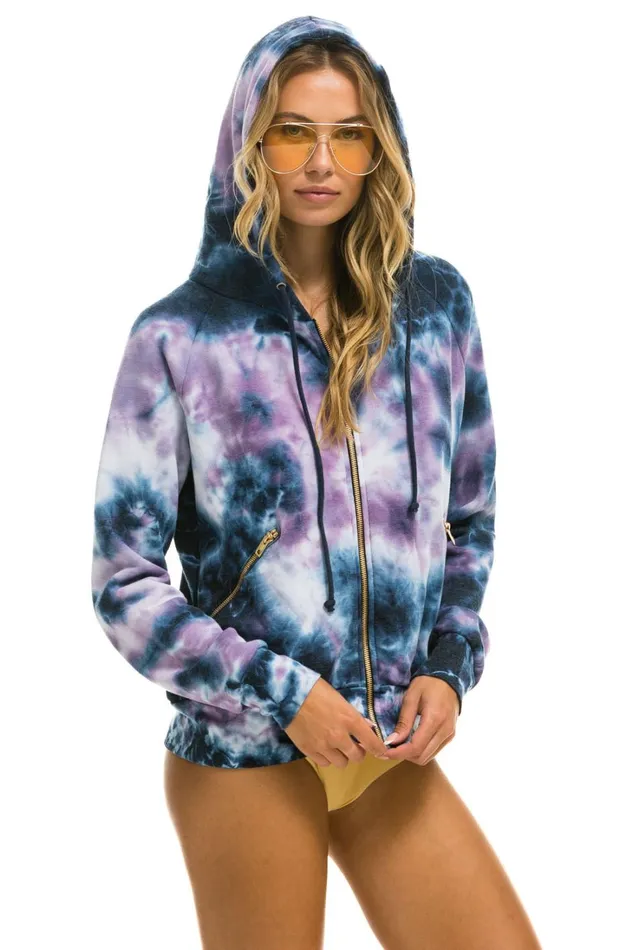 WomenMen Tops Aviator Nation RELAXED HAND DYED ZIP HOODIE 8211 TIE DYE BLUE PURPLE WomenMen Tops Aviator Nation RELAXED HAND DYED ZIP HOODIE 8211 TIE DYE BLUE PURPLE