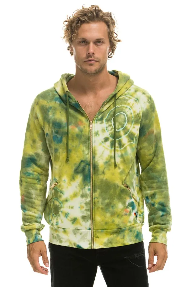 WomenMen Tops Aviator Nation RELAXED HAND DYED ZIP HOODIE 8211 TIE DYE GREEN YELLOW WomenMen Tops Aviator Nation RELAXED HAND DYED ZIP HOODIE 8211 TIE DYE GREEN YELLOW