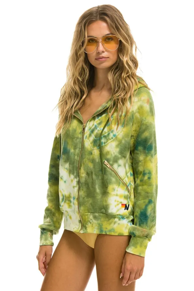 WomenMen Tops Aviator Nation RELAXED HAND DYED ZIP HOODIE 8211 TIE DYE GREEN YELLOW WomenMen Tops Aviator Nation RELAXED HAND DYED ZIP HOODIE 8211 TIE DYE GREEN YELLOW