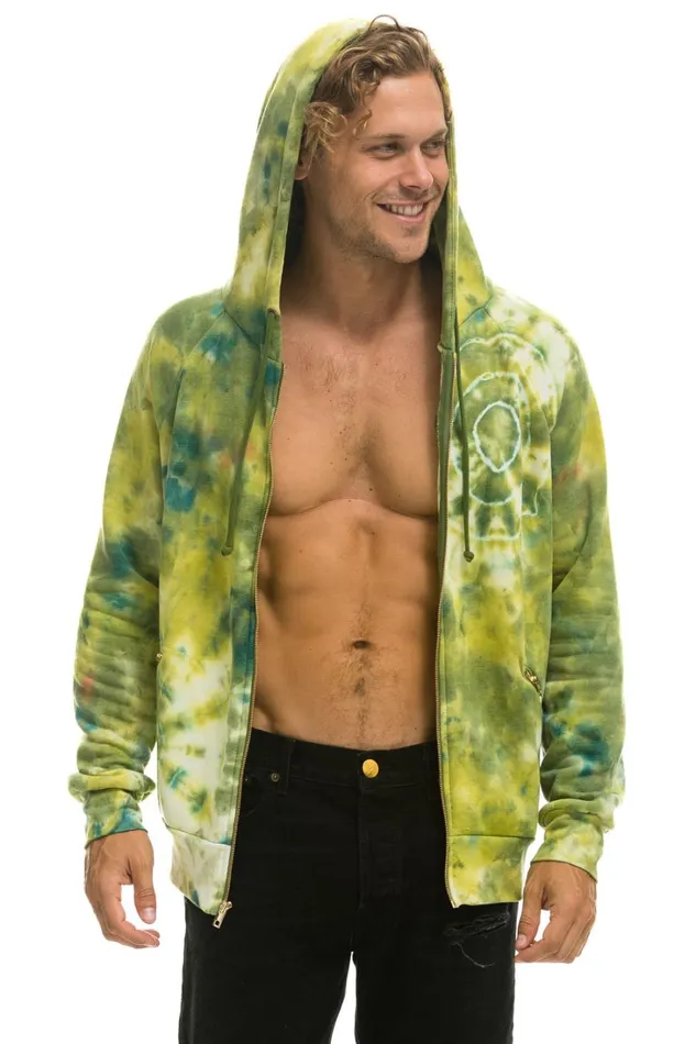 WomenMen Tops Aviator Nation RELAXED HAND DYED ZIP HOODIE 8211 TIE DYE GREEN YELLOW WomenMen Tops Aviator Nation RELAXED HAND DYED ZIP HOODIE 8211 TIE DYE GREEN YELLOW