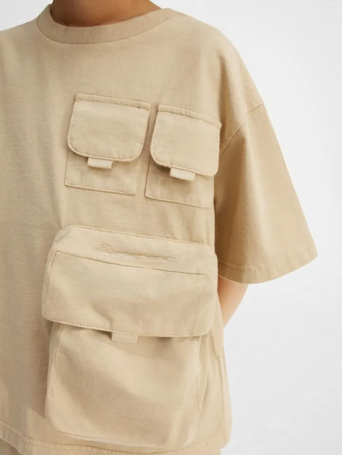 WomenMen Tops JACQUEMUS The Bolso Kids039 Tshirt Dark Beige