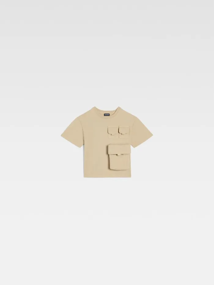WomenMen Tops JACQUEMUS The Bolso Kids039 Tshirt Dark Beige