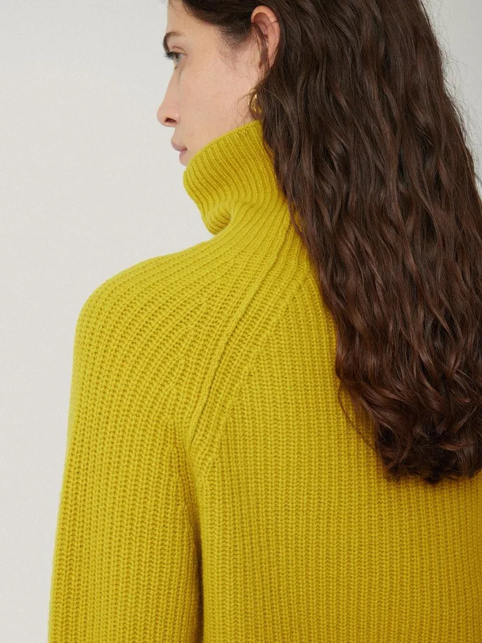 Women Merino Fishermans Rib Jumper Mustard Jigsaw Knitwear and Cashmere