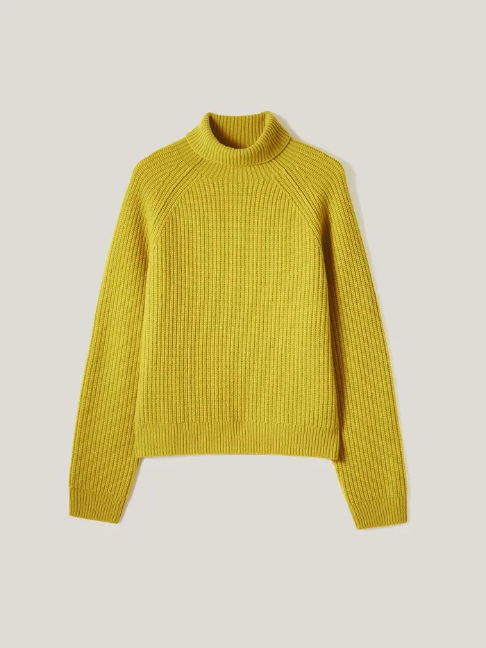 Women Merino Fishermans Rib Jumper Mustard Jigsaw Knitwear and Cashmere