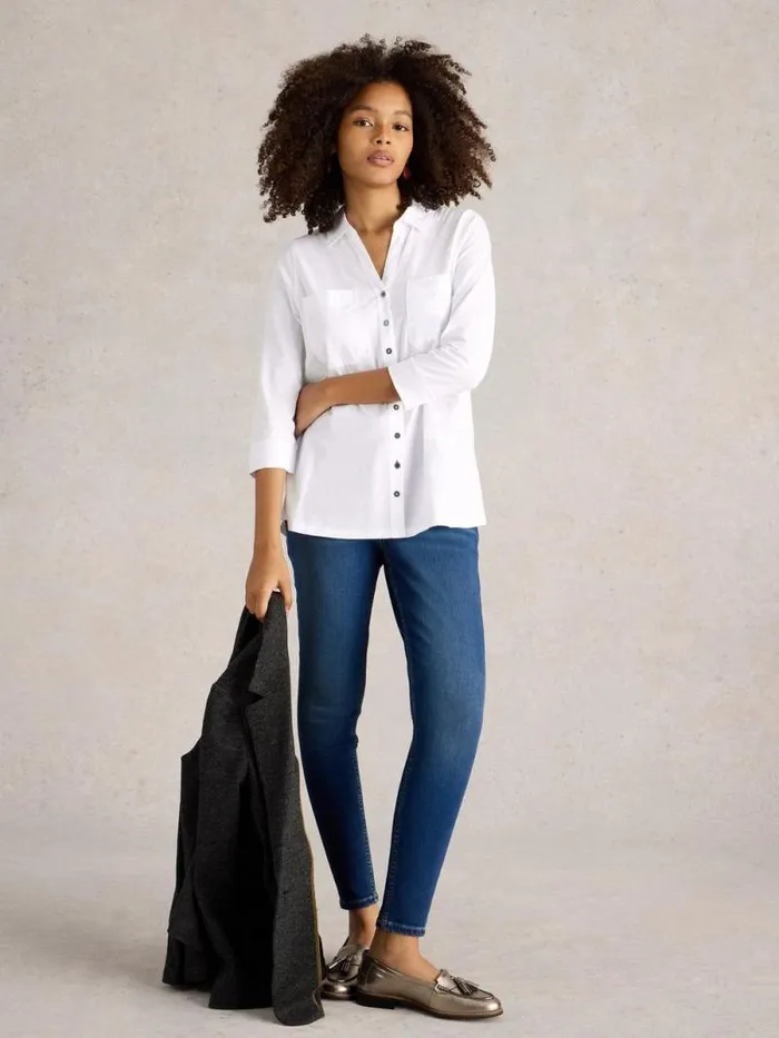 Women MISSY LONGLINE MIX SHIRT Natural White White Stuff Shirts and Blouses
