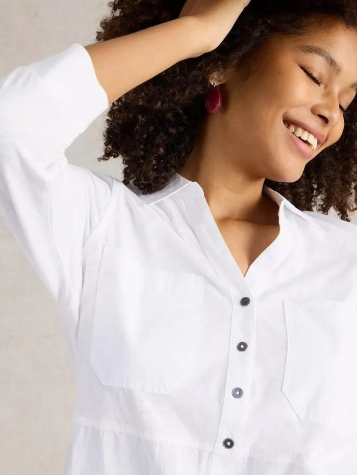 Women MISSY LONGLINE MIX SHIRT Natural White White Stuff Shirts and Blouses Women MISSY LONGLINE MIX SHIRT Natural White White Stuff Shirts and Blouses