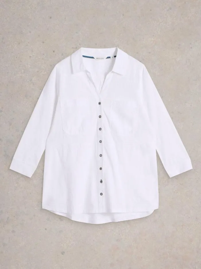 Women MISSY LONGLINE MIX SHIRT Natural White White Stuff Shirts and Blouses Women MISSY LONGLINE MIX SHIRT Natural White White Stuff Shirts and Blouses