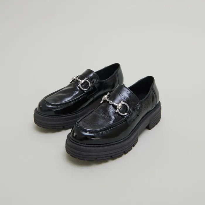 Women Moccasins With Bits And Notched Soles Black JONAK Loafers