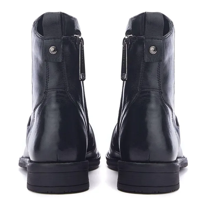 Women Moda In Pelle Black Boots Brandish Black Leather