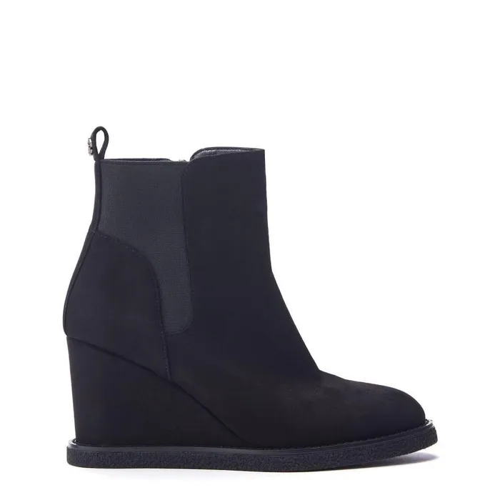 Women Moda In Pelle Black Boots Pieux Black Alcantara