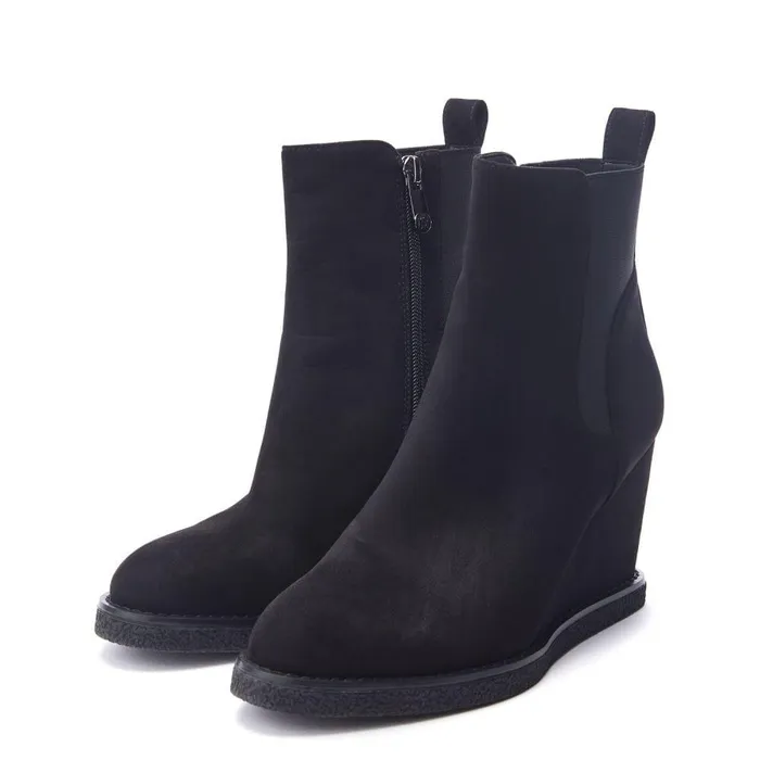 Women Moda In Pelle Black Boots Pieux Black Alcantara