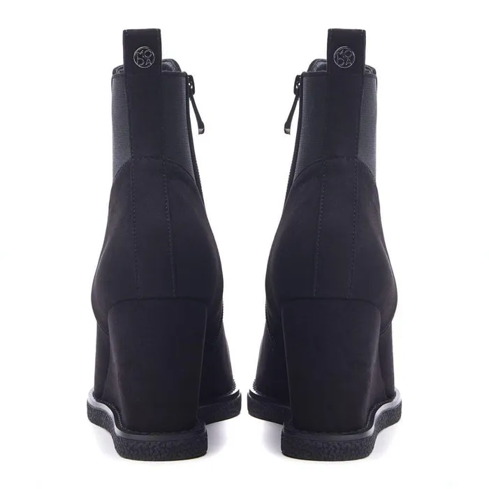 Women Moda In Pelle Black Boots Pieux Black Alcantara