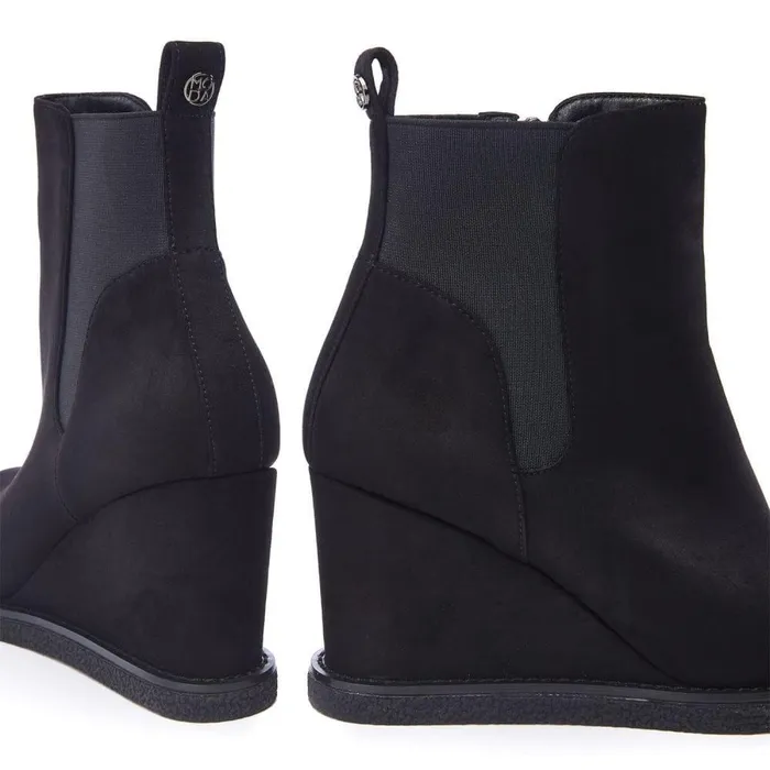 Women Moda In Pelle Black Boots Pieux Black Alcantara