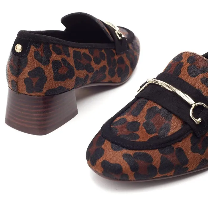 Women Moda In Pelle Brogues And Loafers Coutance Dark Leopard Print Pony