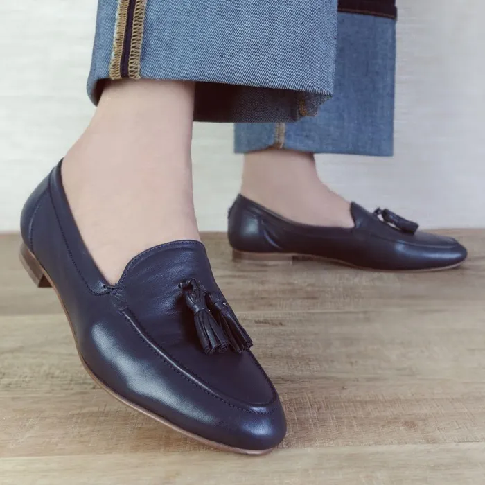 Women Moda In Pelle Brogues And Loafers Ellmia Navy Leather