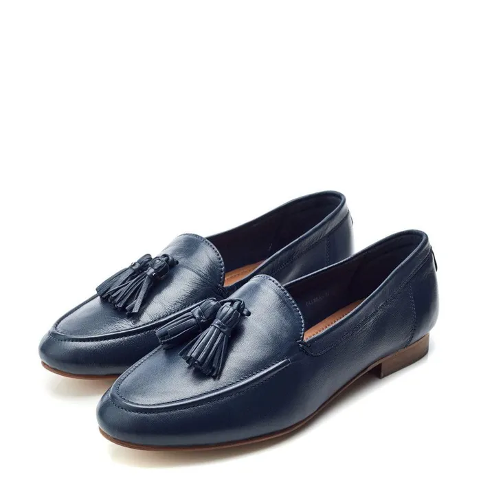 Women Moda In Pelle Brogues And Loafers Ellmia Navy Leather