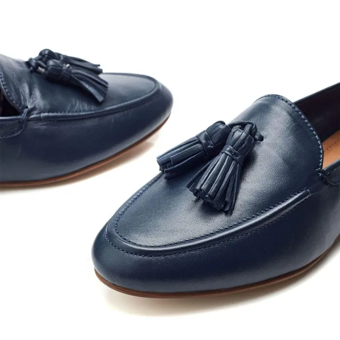 Women Moda In Pelle Brogues And Loafers Ellmia Navy Leather